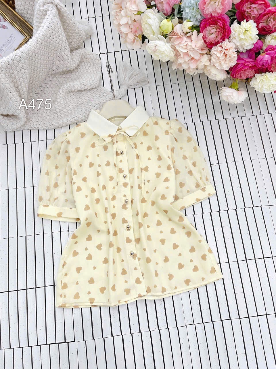 A475 áo tay cộc trái tim
