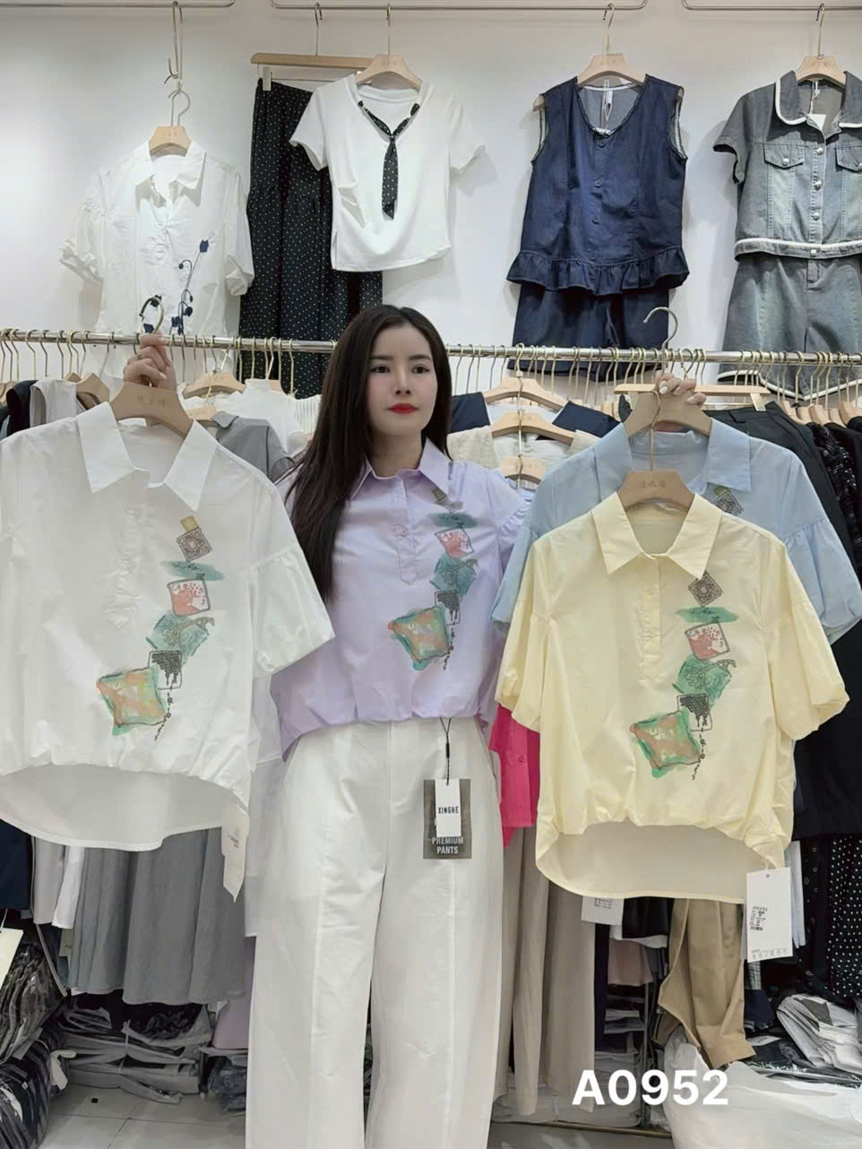 A0952 Áo sơ mi họa tiết ô vuông