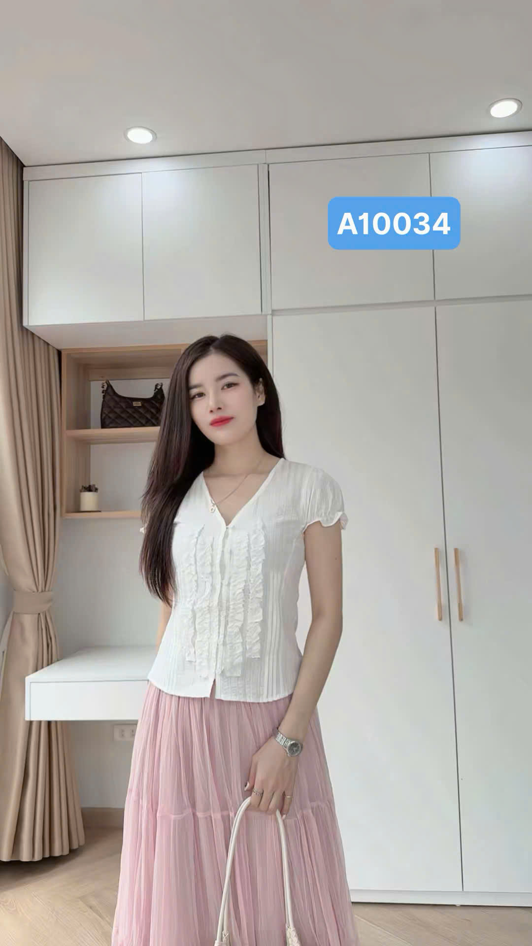 A10034 Áo sơ mi cổ tim bèo ngực