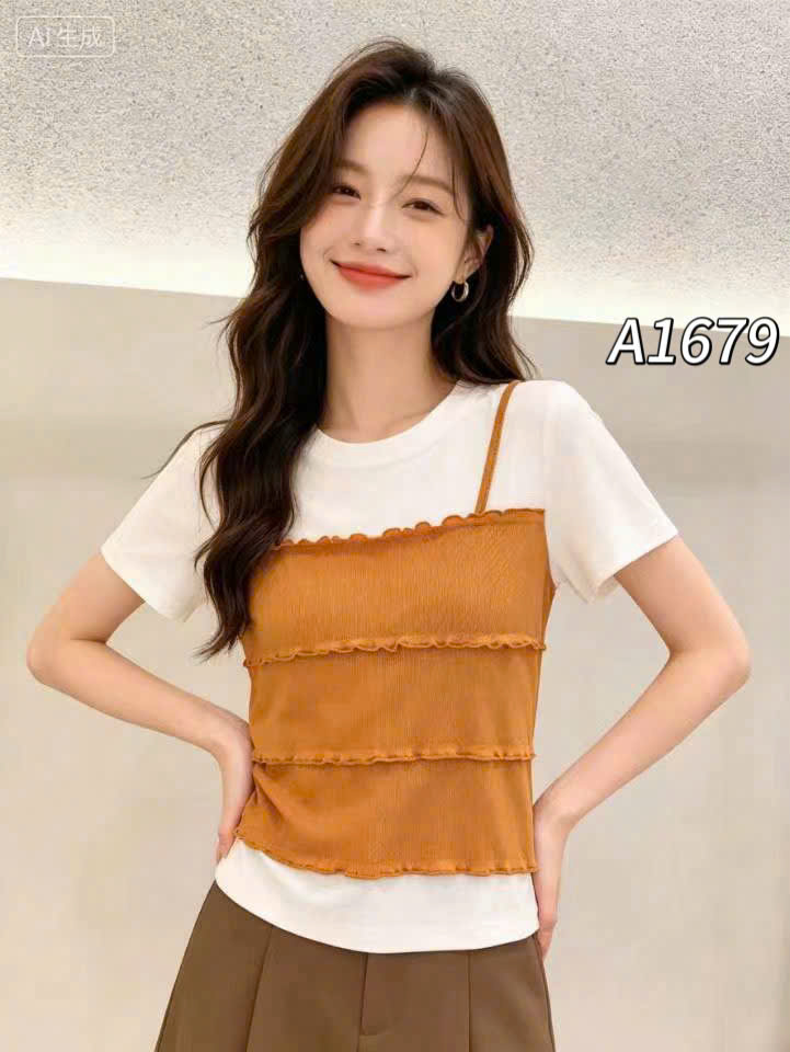 A1679 Áo phông kèm áo 2 dây bèo