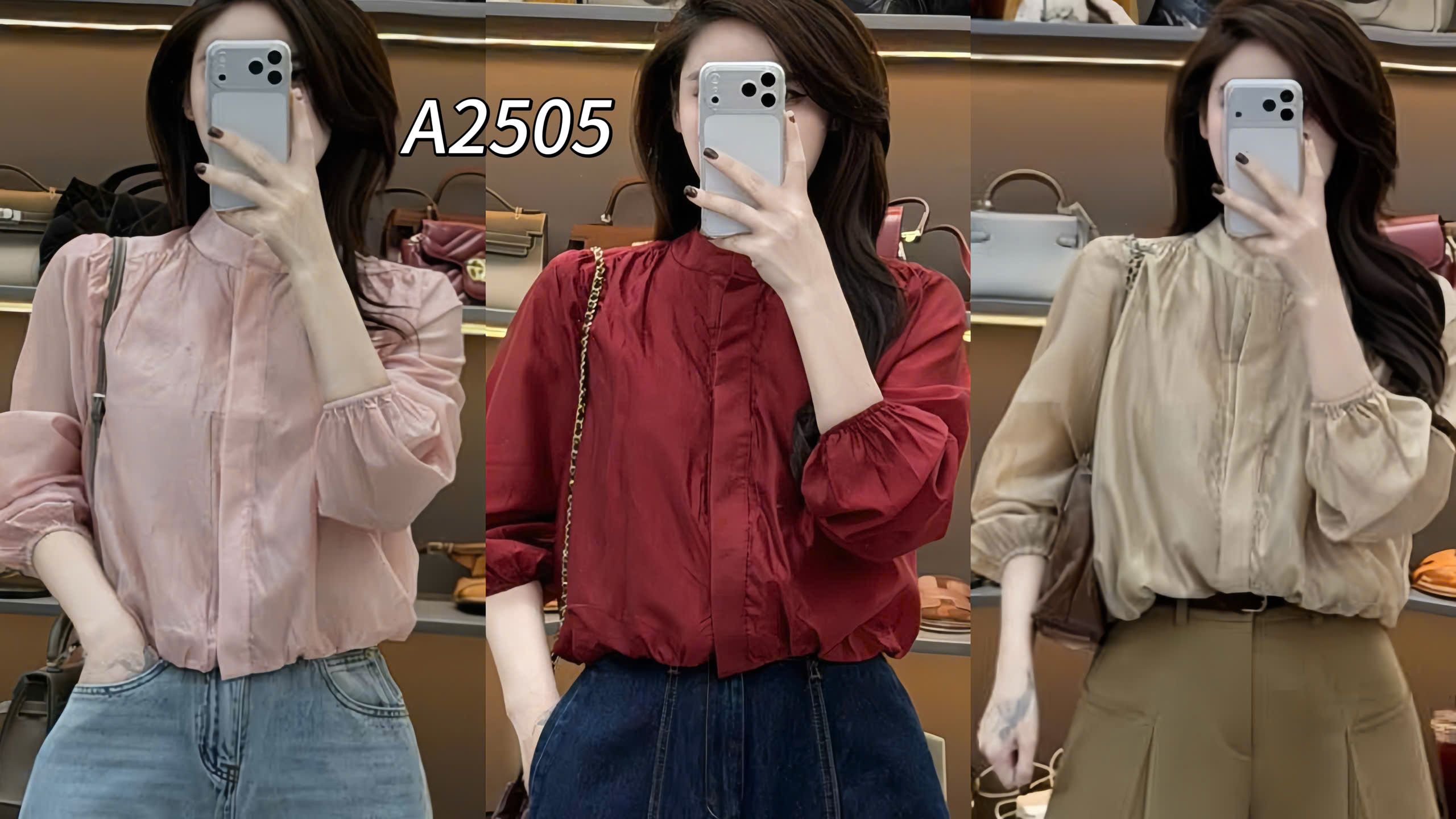 A2505 áo cổ trụ tay dài