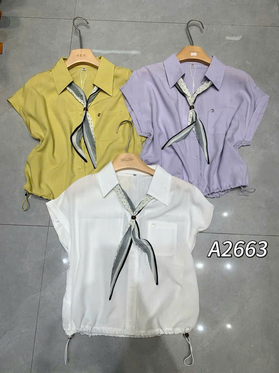 A2663 Áo sơ mi cổ bẻ túi ngực