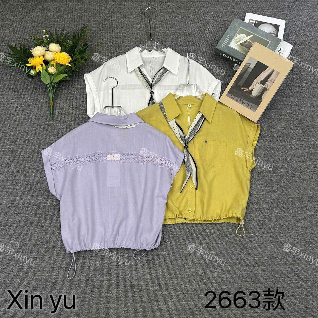 A2663 Áo sơ mi cổ bẻ túi ngực