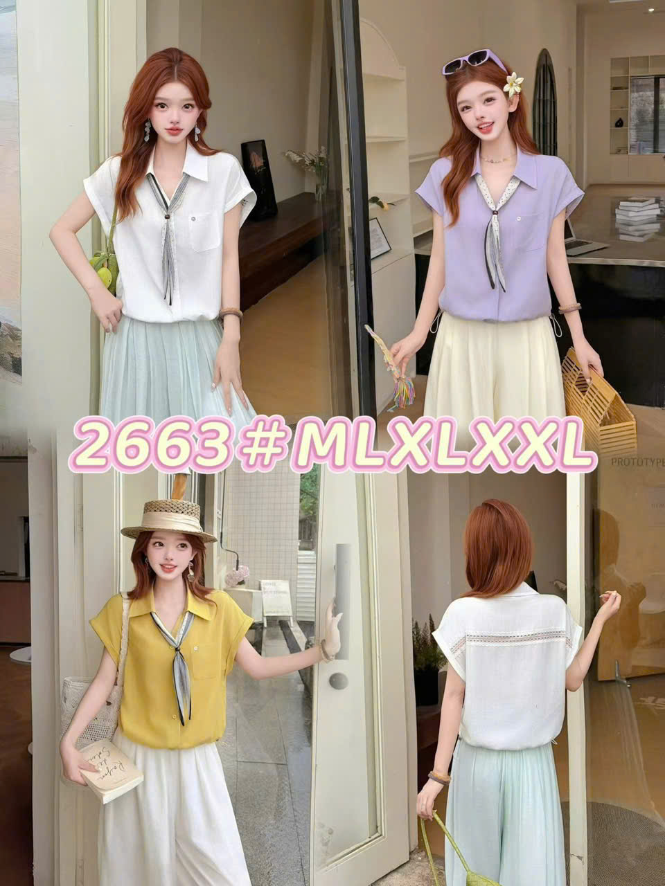 A2663 Áo sơ mi cổ bẻ túi ngực