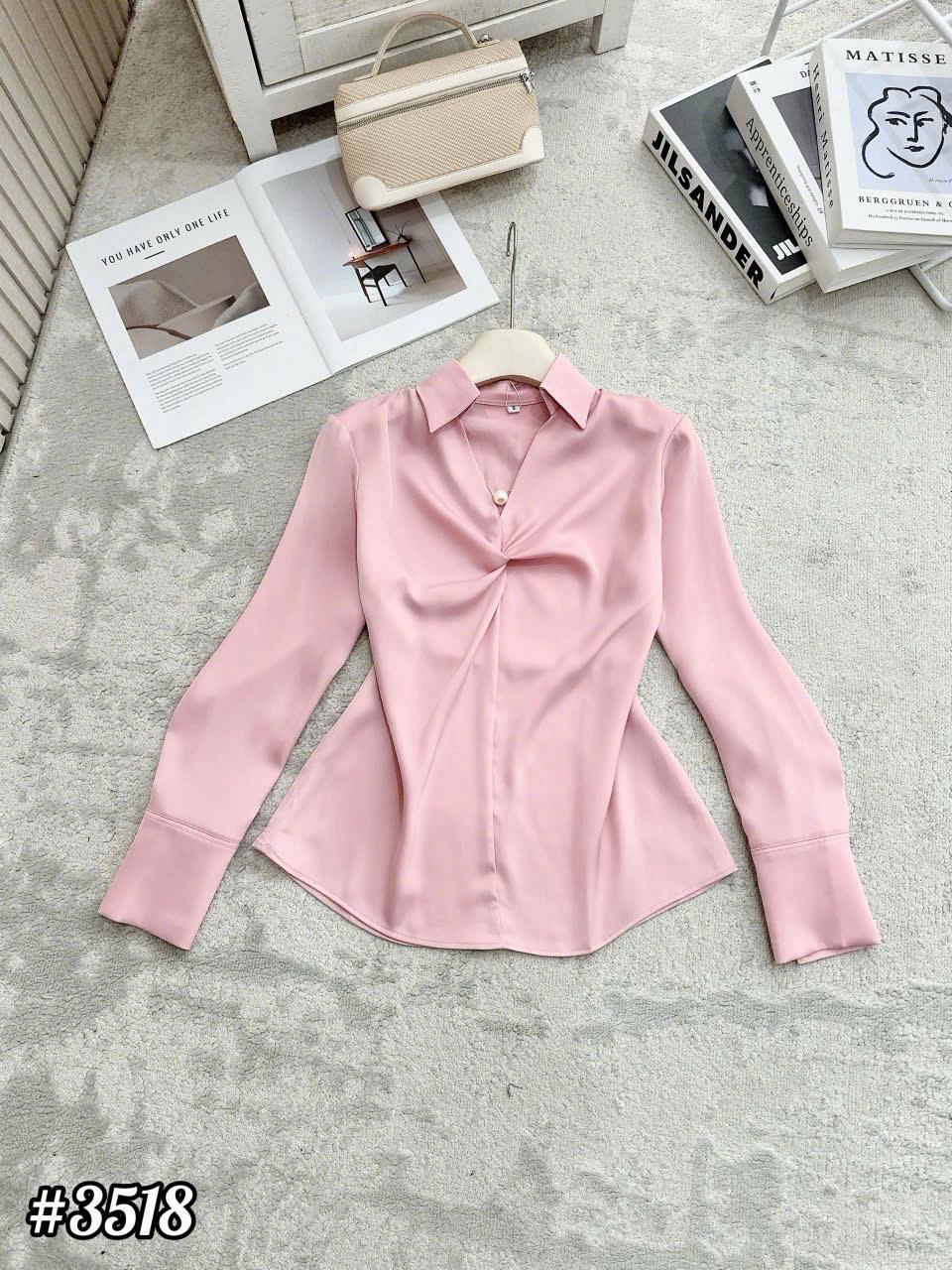 A3518 áo lụa xoằn ngực QC