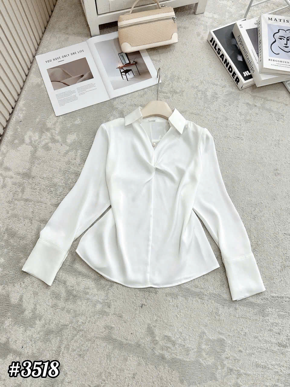 A3518 áo lụa xoằn ngực QC