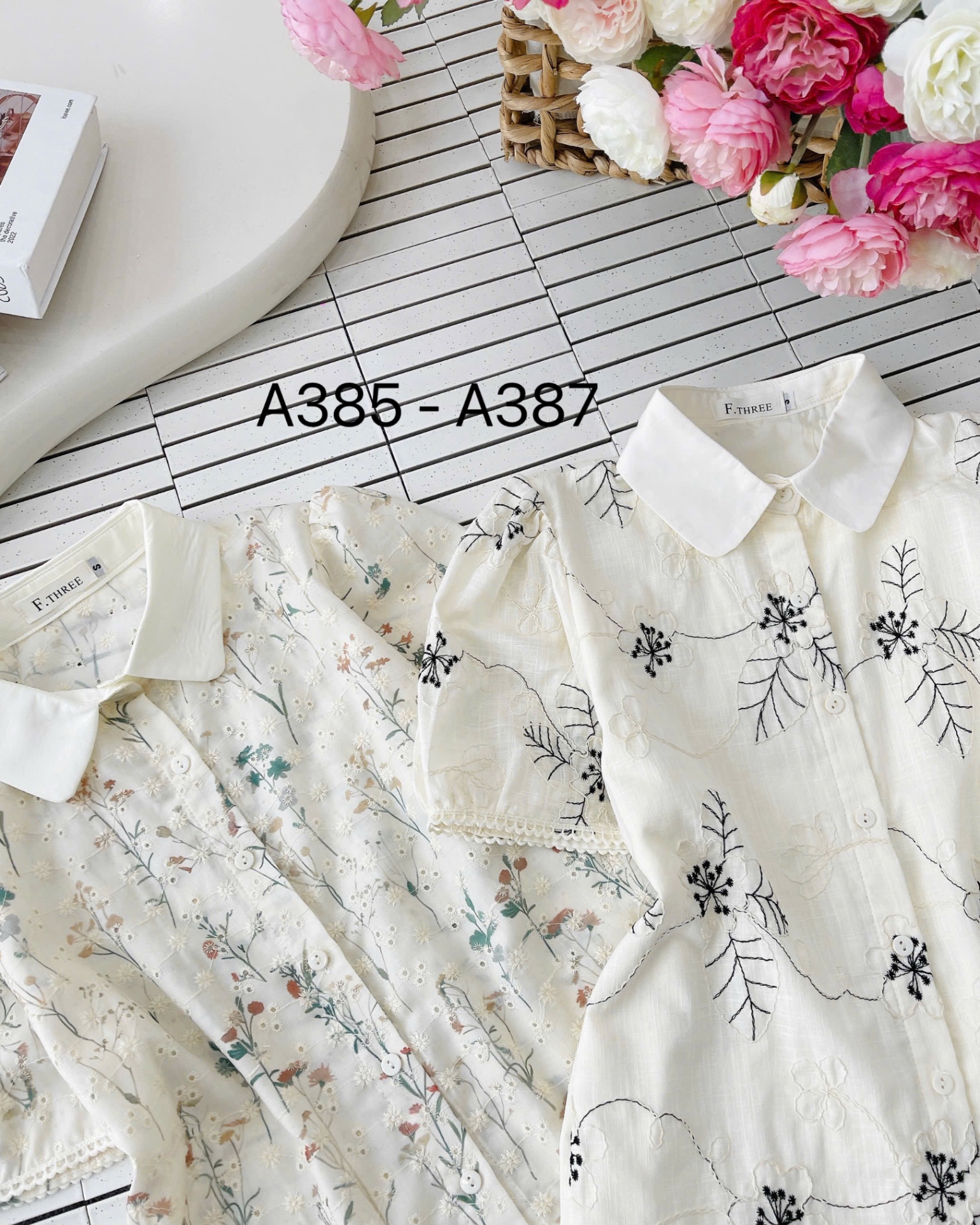 A387 Áo sơ mi hoa đen