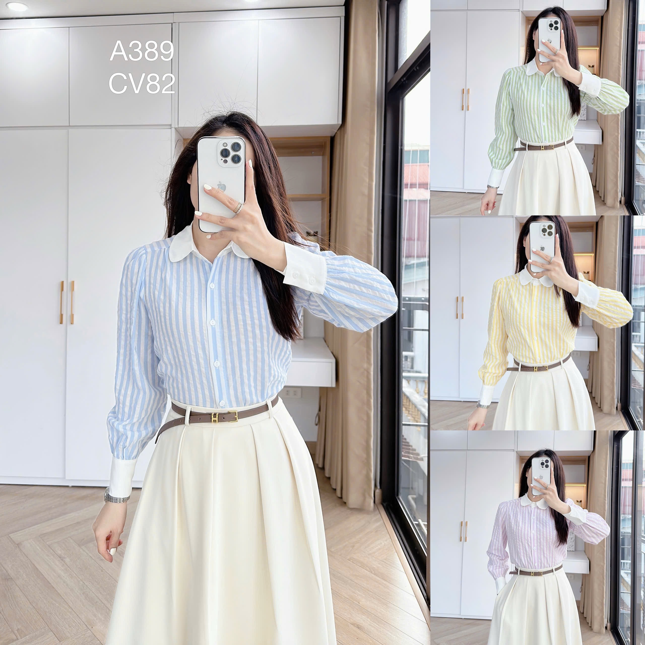 A389 Áo sơ mi kẻ tay dài