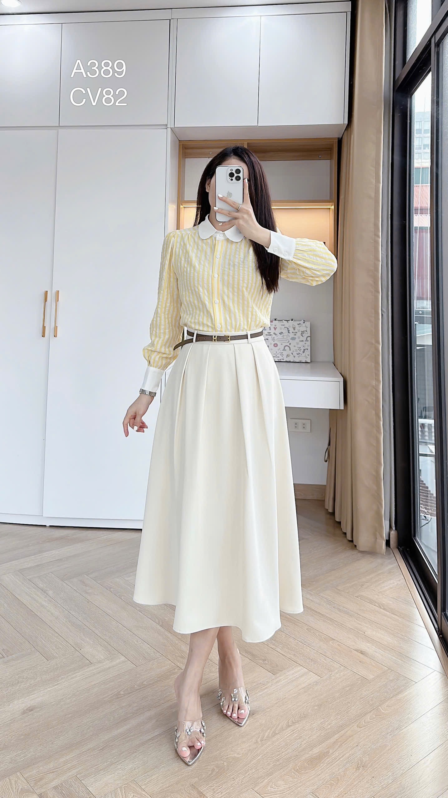 A389 Áo sơ mi kẻ tay dài