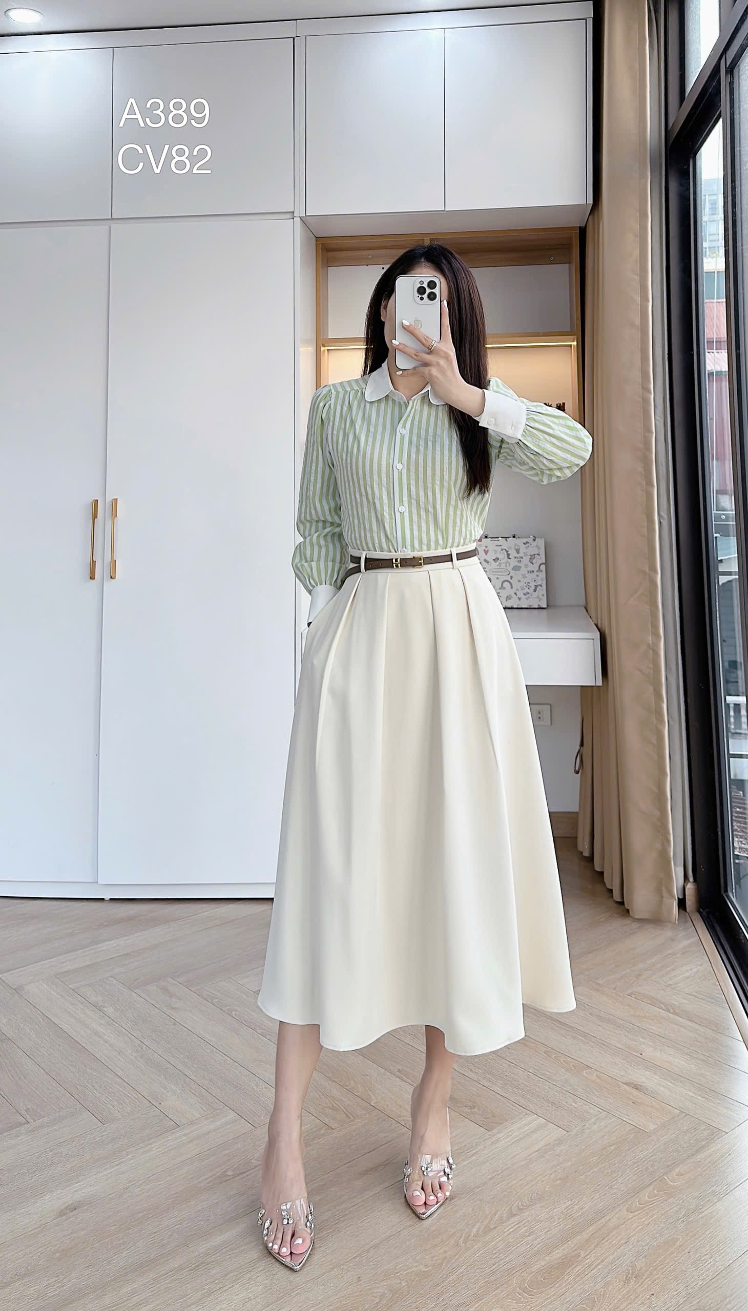 A389 Áo sơ mi kẻ tay dài