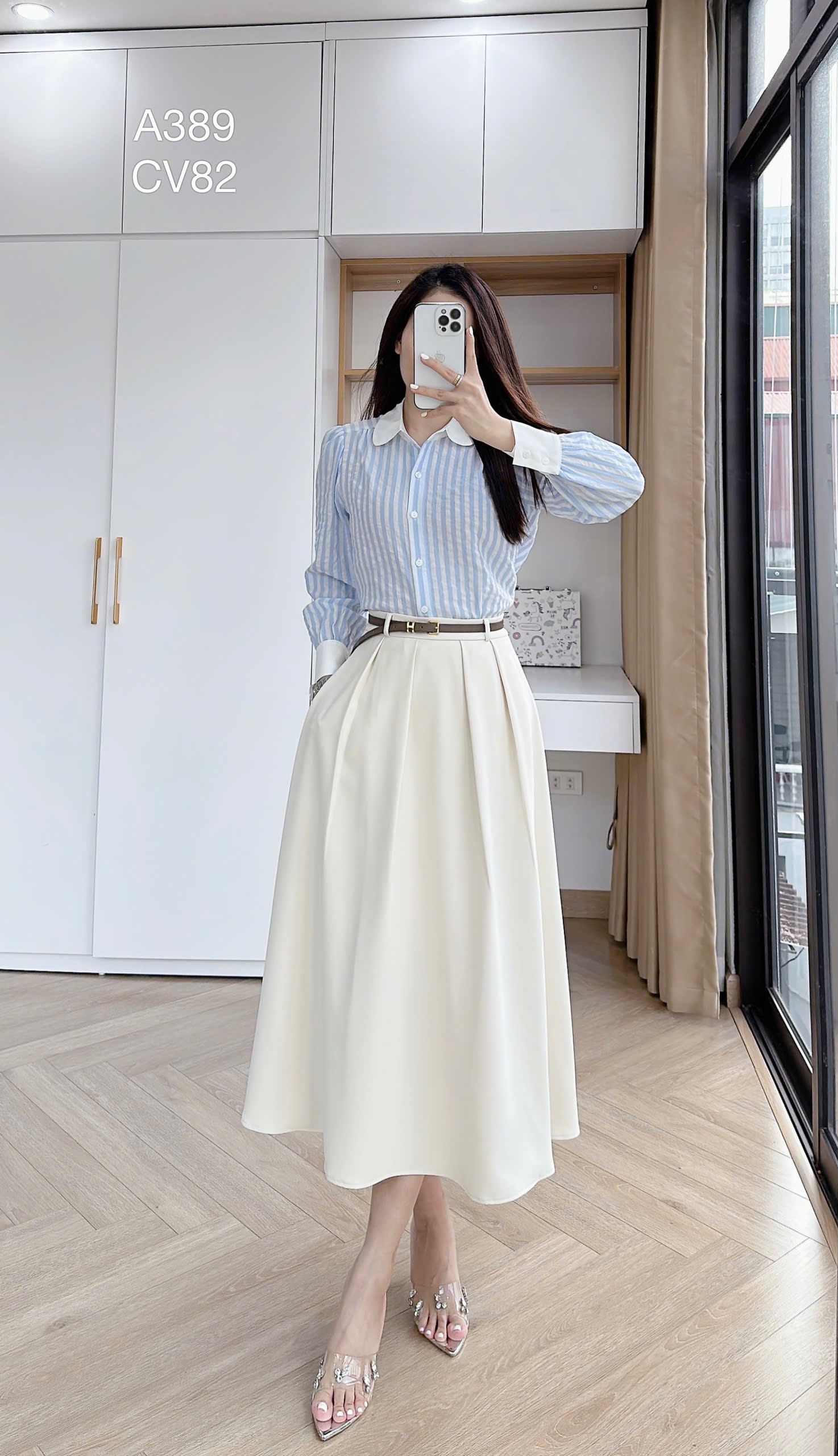 A389 Áo sơ mi kẻ tay dài