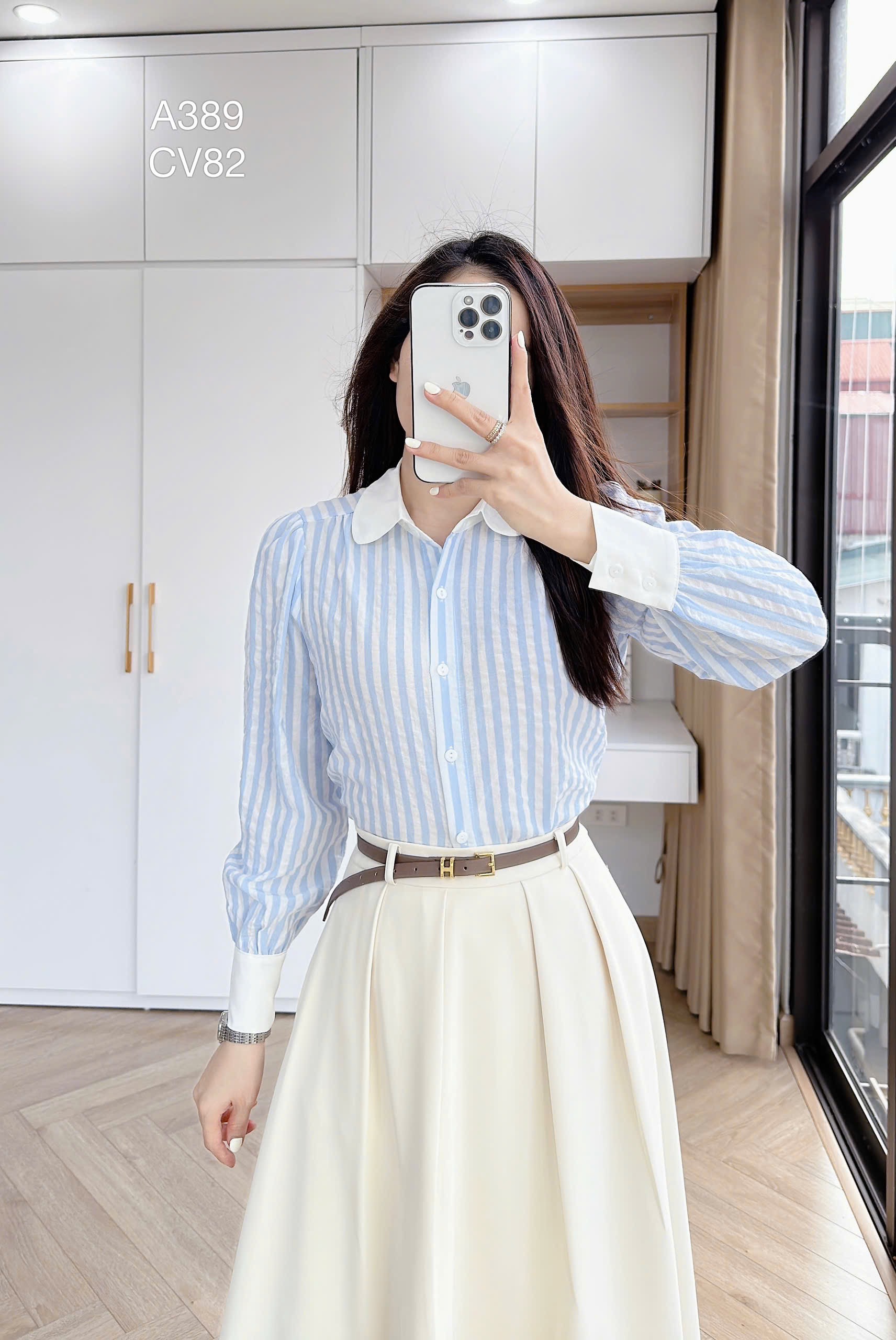 A389 Áo sơ mi kẻ tay dài