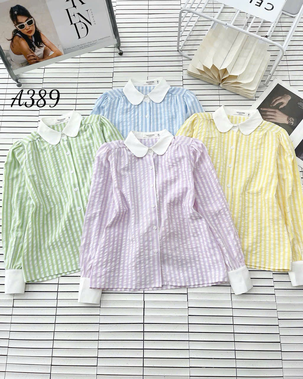 A389 Áo sơ mi kẻ tay dài