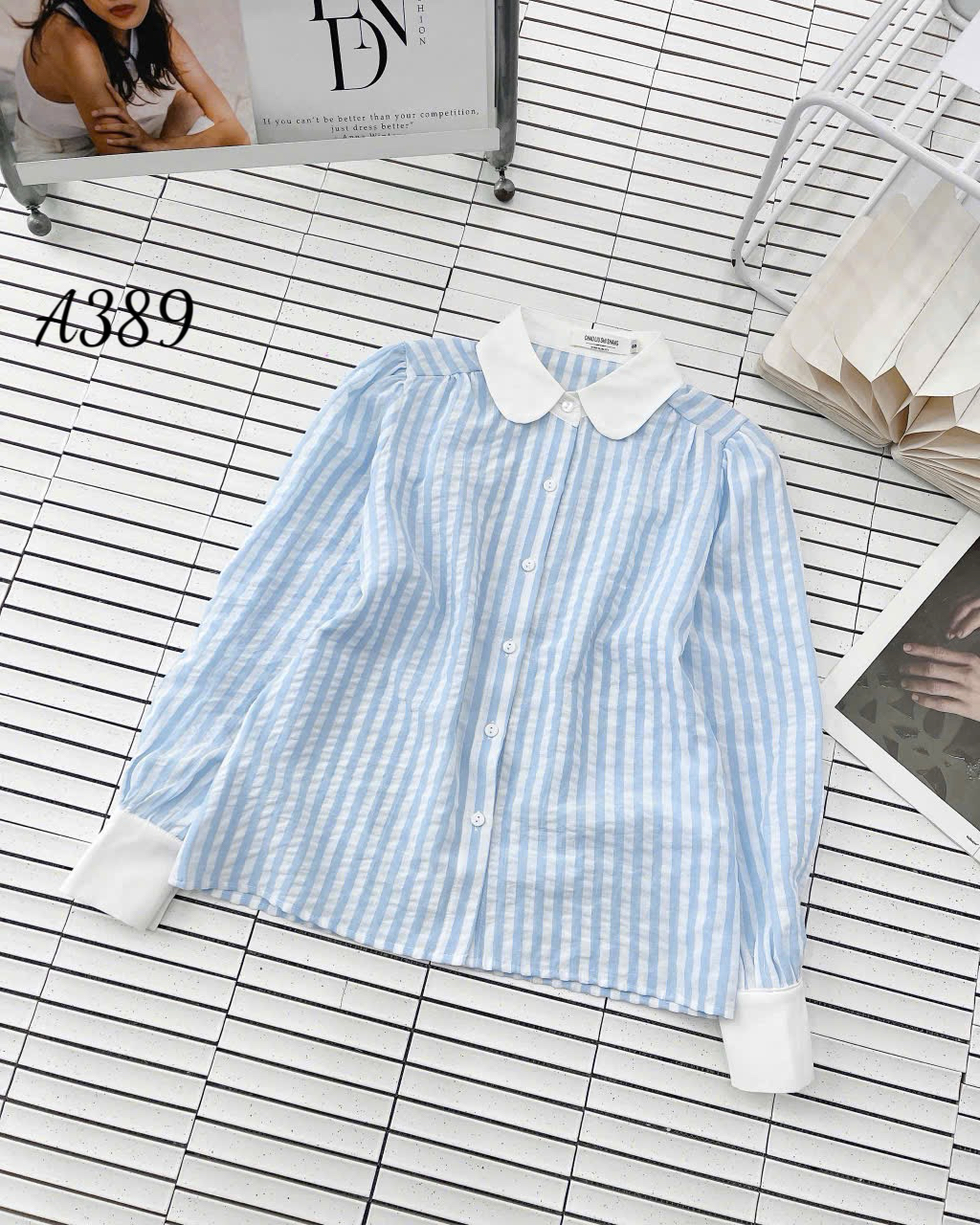 A389 Áo sơ mi kẻ tay dài