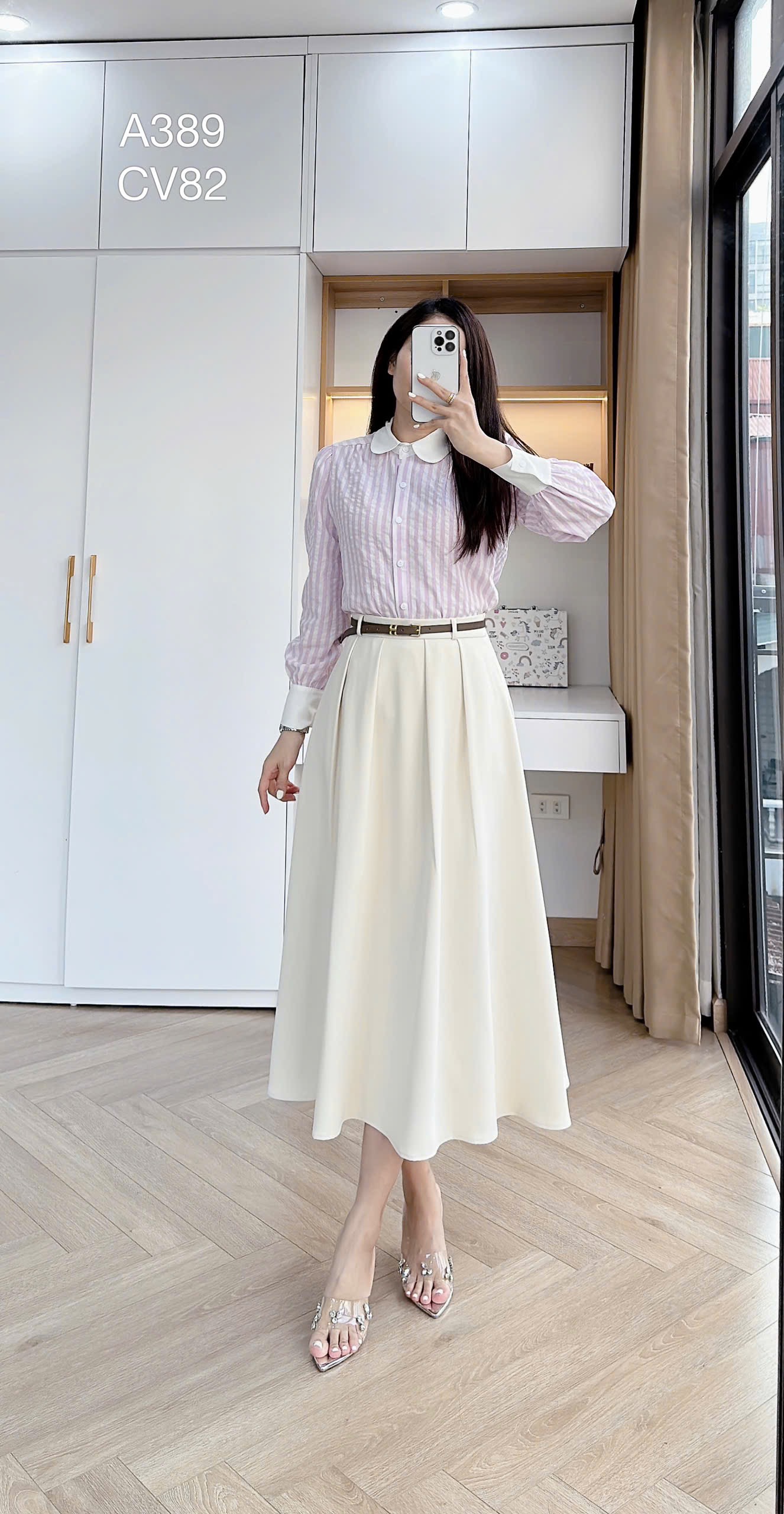 A389 Áo sơ mi kẻ tay dài