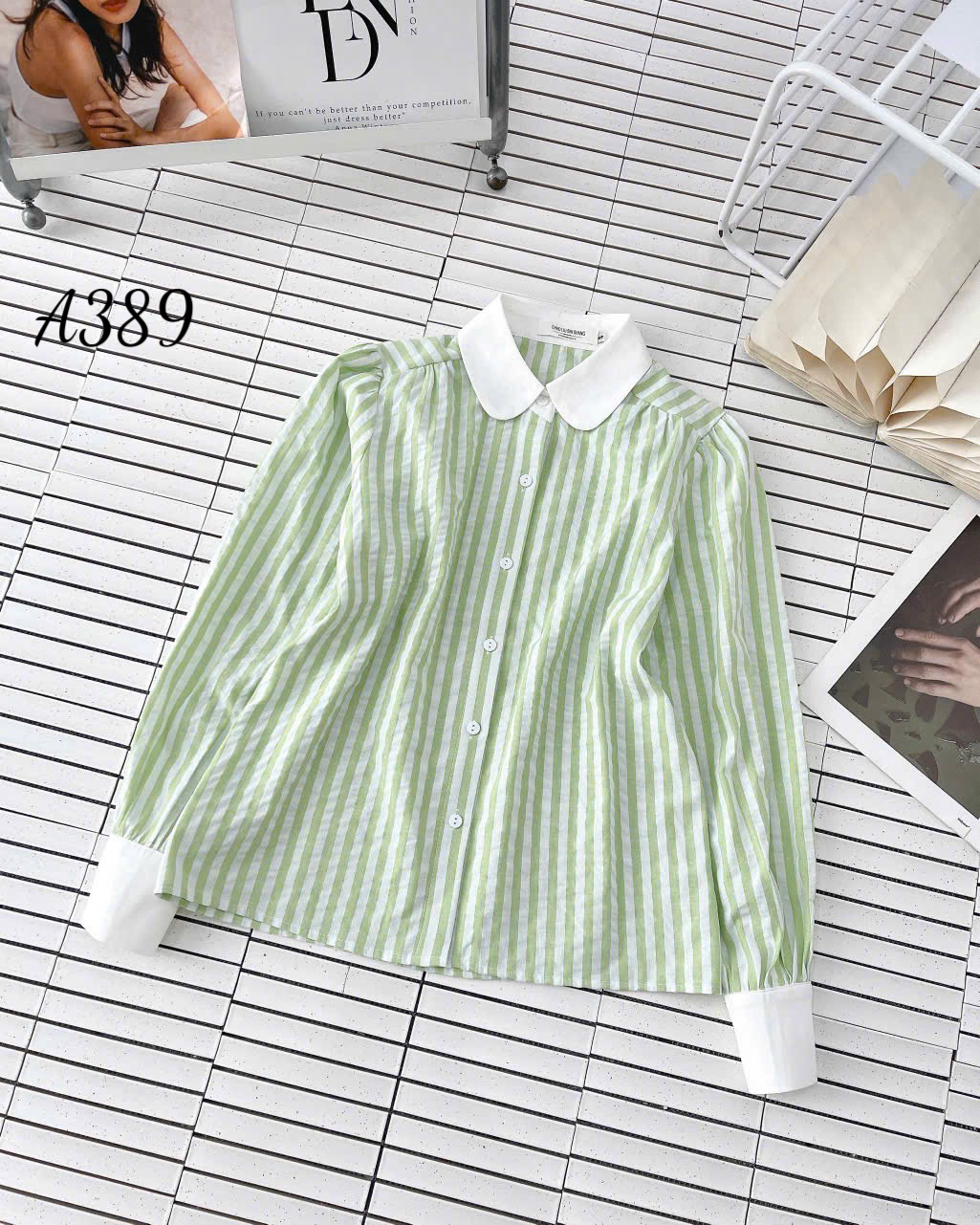 A389 Áo sơ mi kẻ tay dài