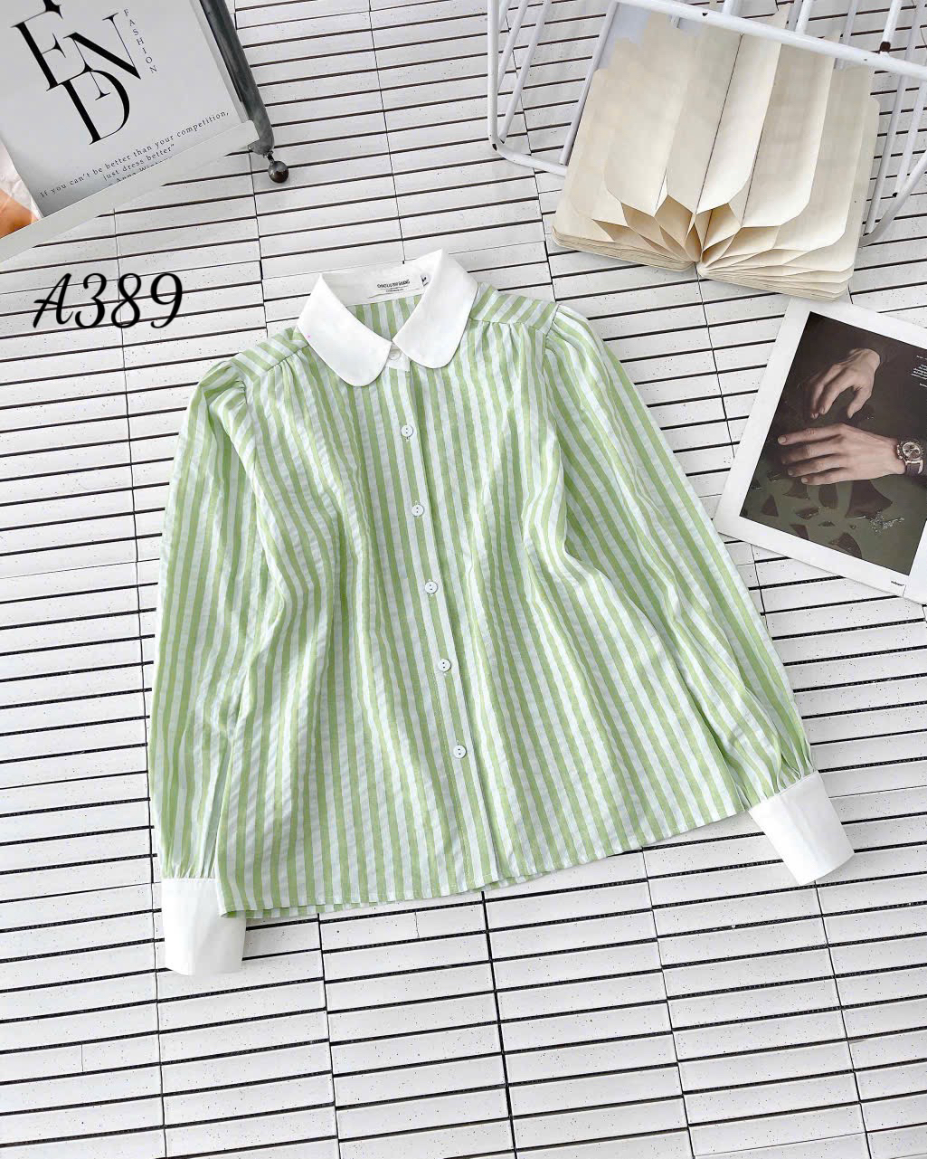 A389 Áo sơ mi kẻ tay dài