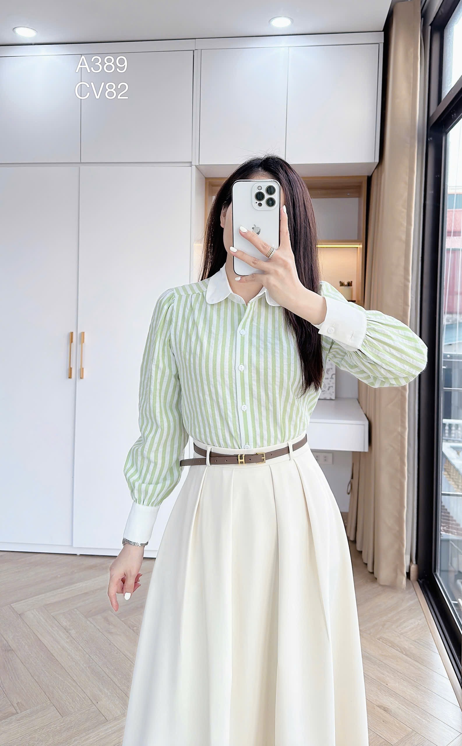 A389 Áo sơ mi kẻ tay dài