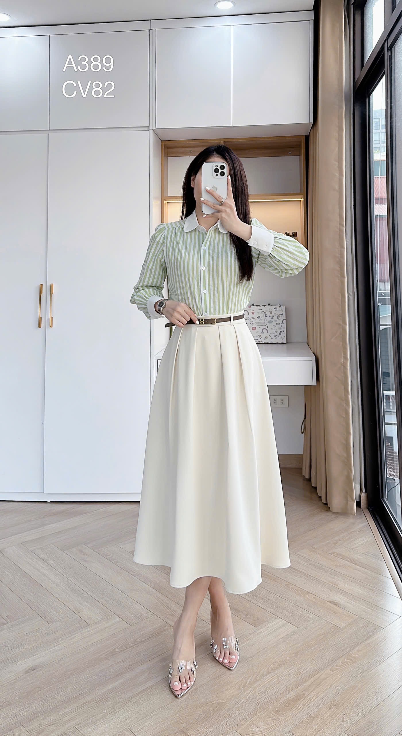 A389 Áo sơ mi kẻ tay dài