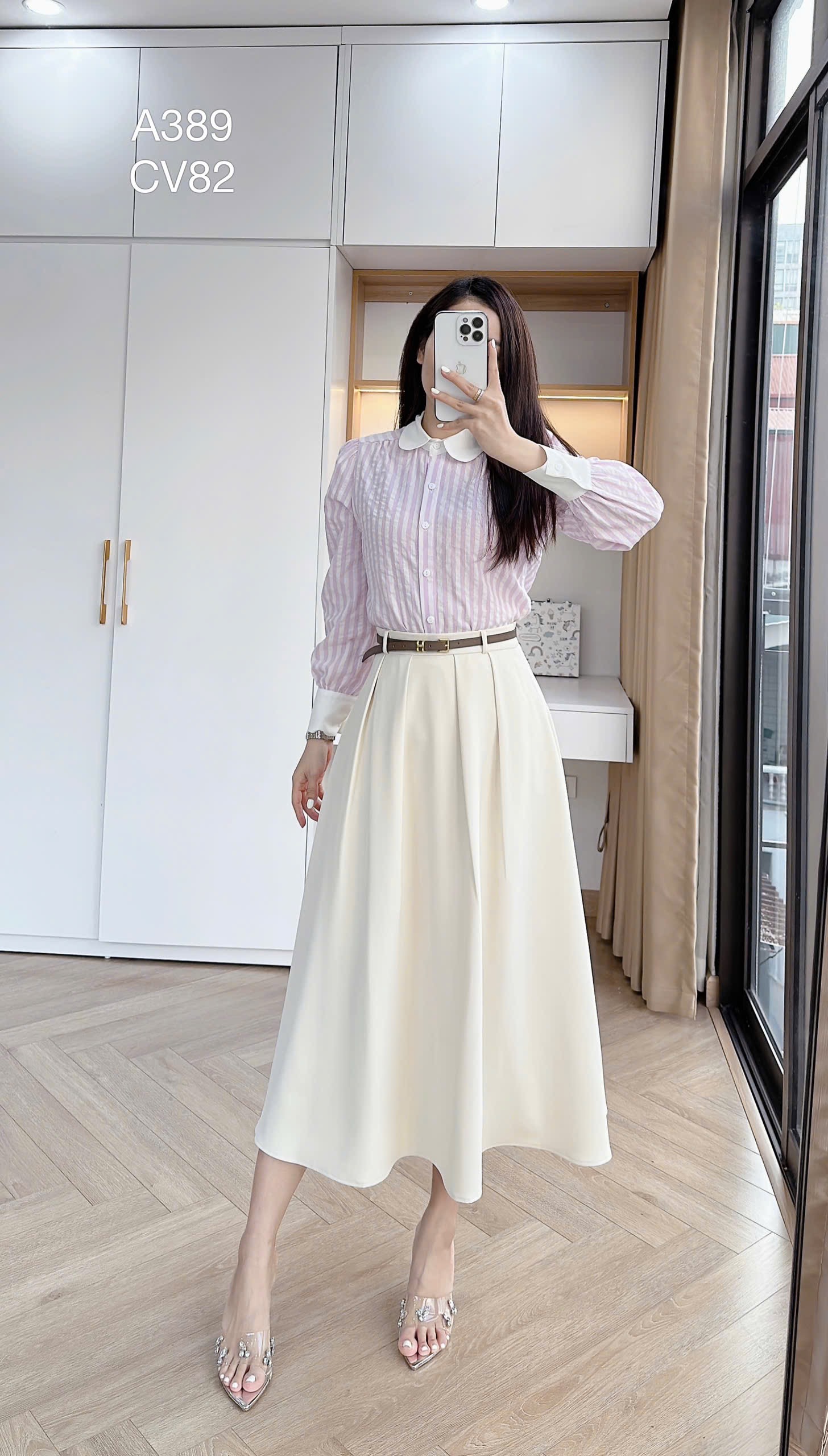 A389 Áo sơ mi kẻ tay dài