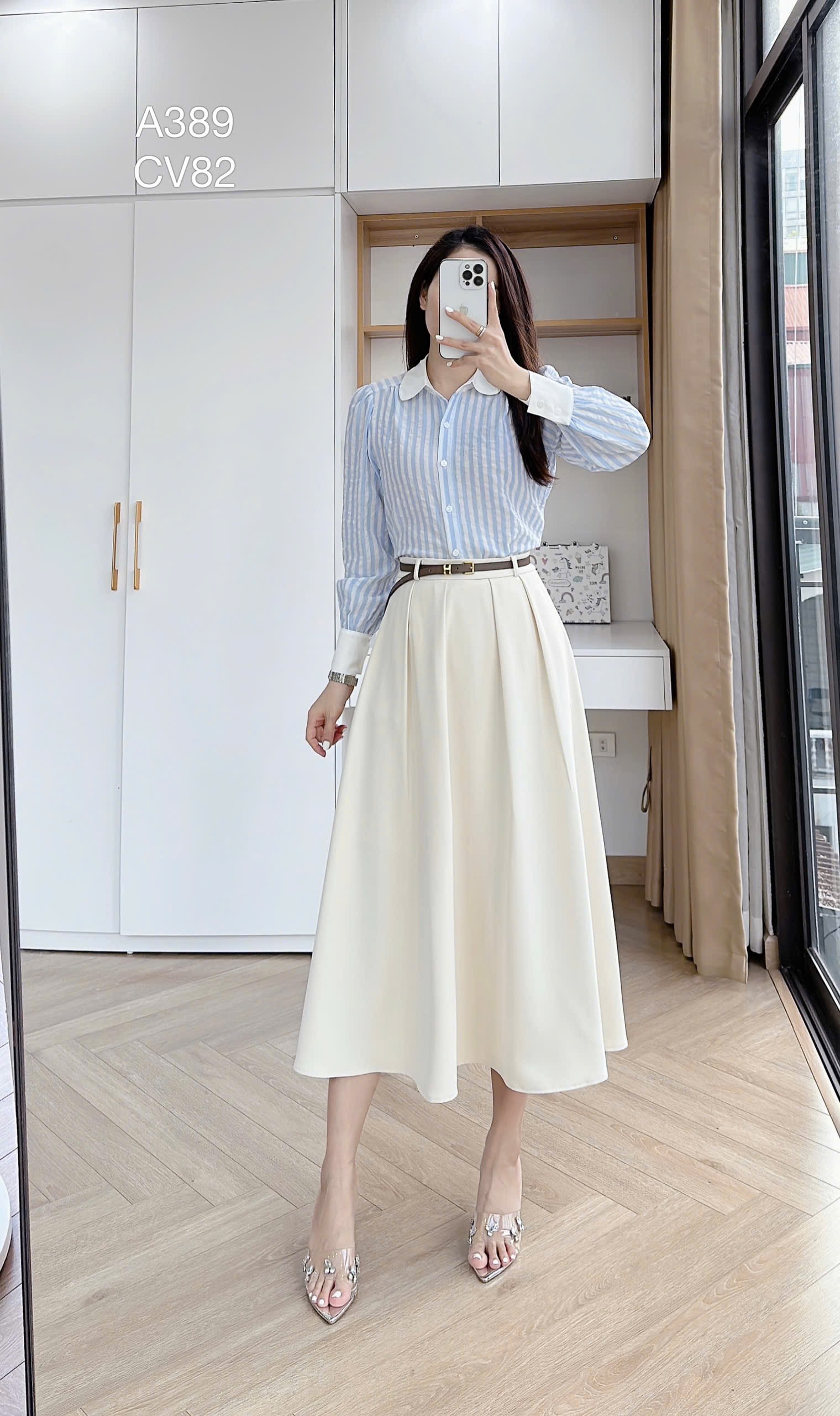 A389 Áo sơ mi kẻ tay dài