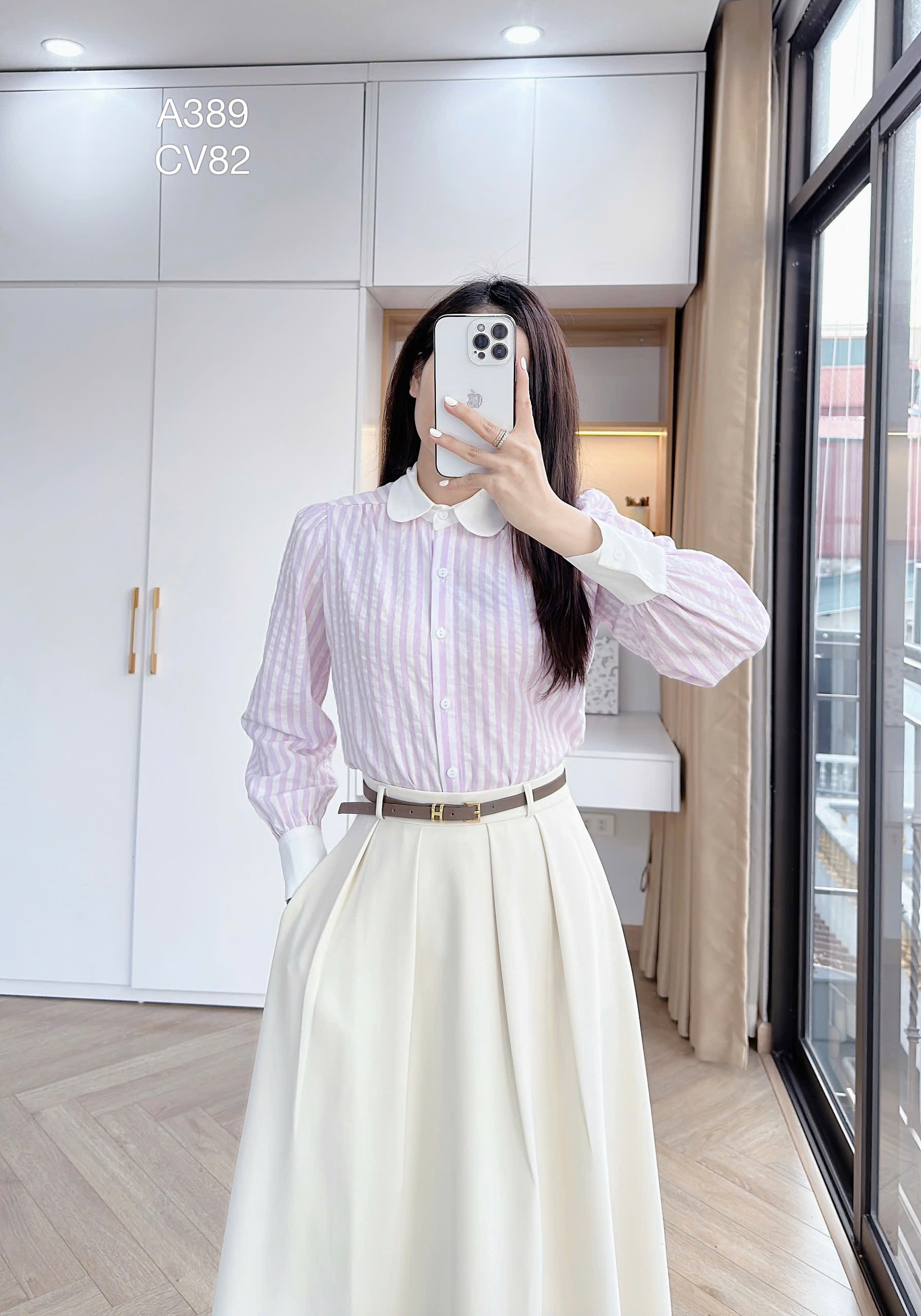 A389 Áo sơ mi kẻ tay dài