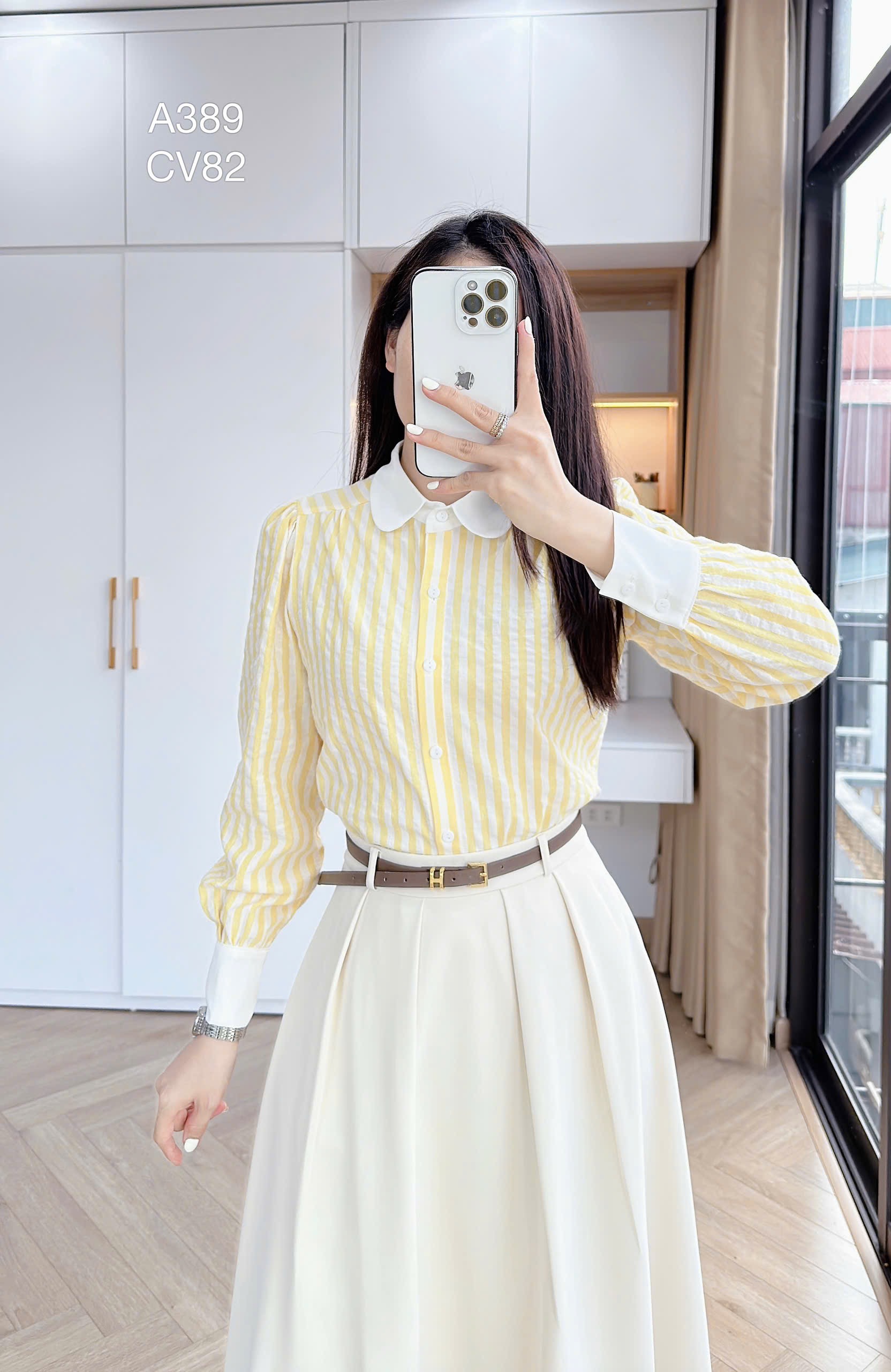 A389 Áo sơ mi kẻ tay dài