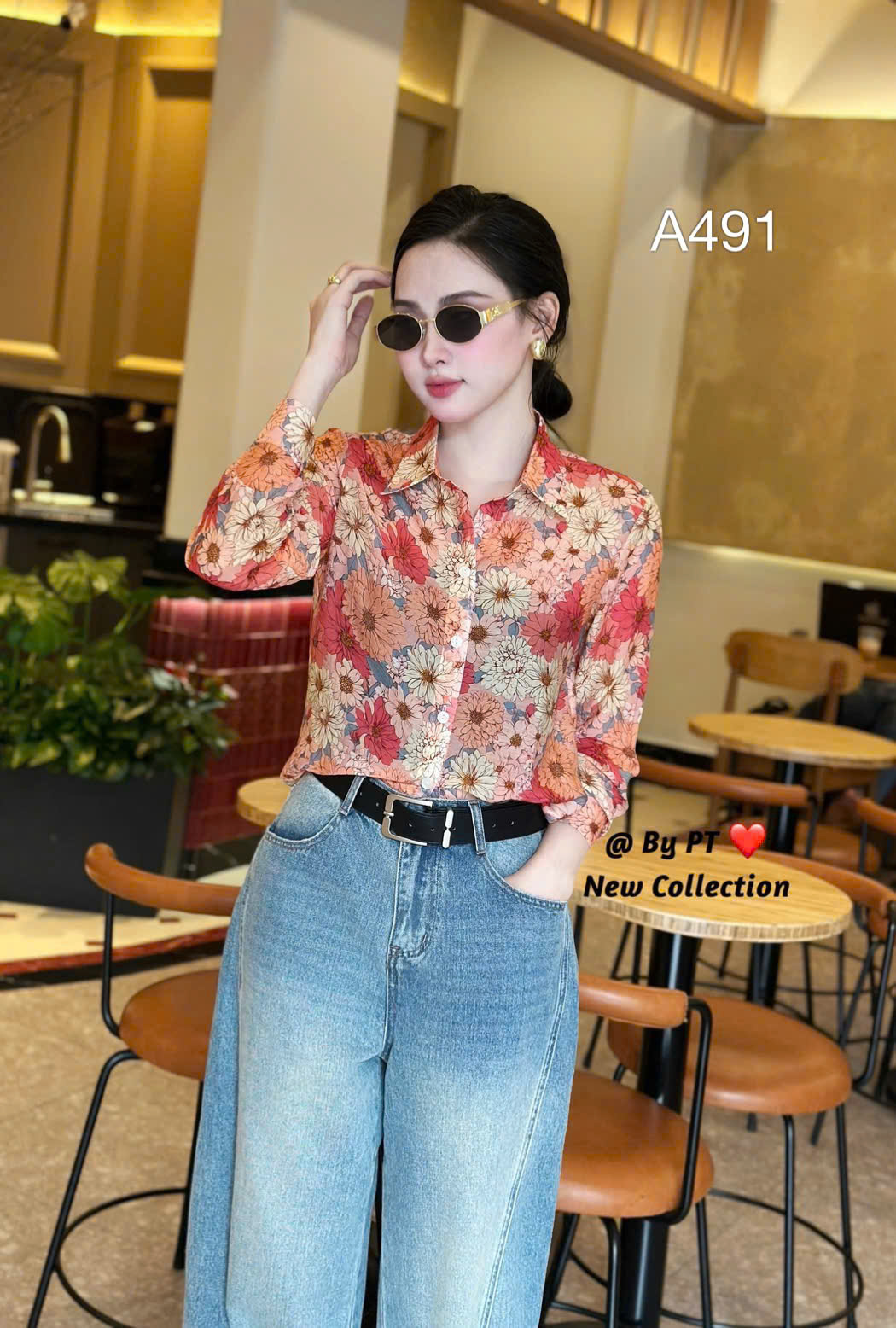 A491 Áo sơ mi hoa họa tiết