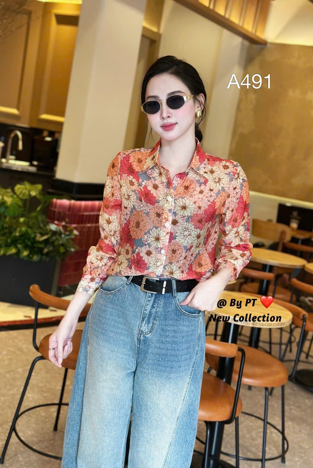 A491 Áo sơ mi hoa họa tiết