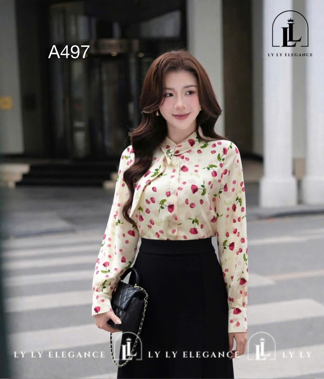 A497 Áo sơ mi hoa hồng