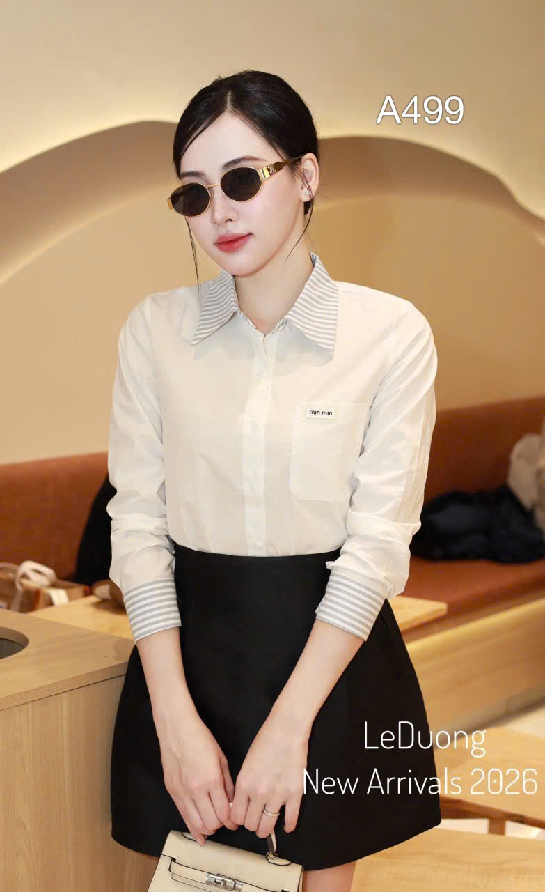 A499 Ao sơ mi thô tay dài cổ kẻ