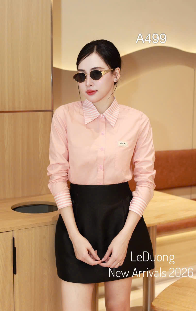 A499 Ao sơ mi thô tay dài cổ kẻ