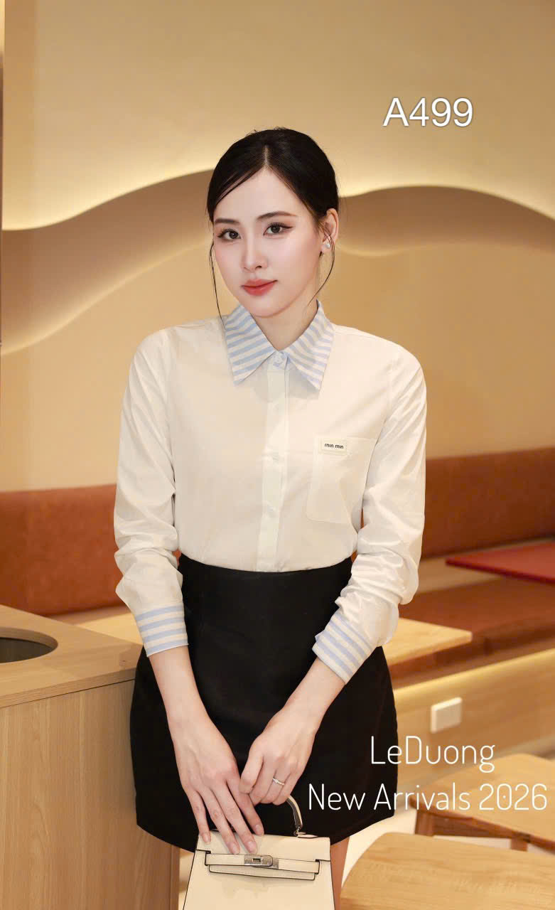 A499 Ao sơ mi thô tay dài cổ kẻ