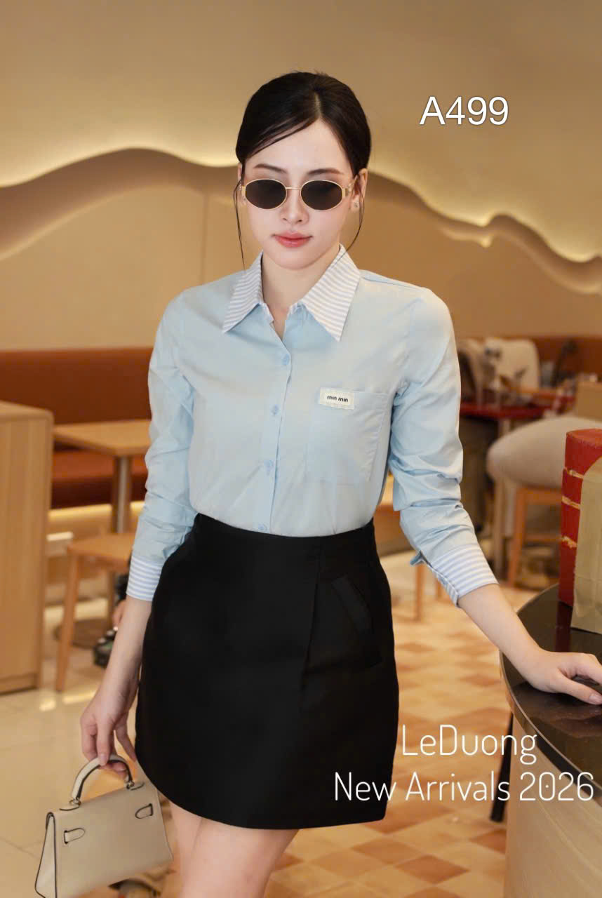 A499 Ao sơ mi thô tay dài cổ kẻ