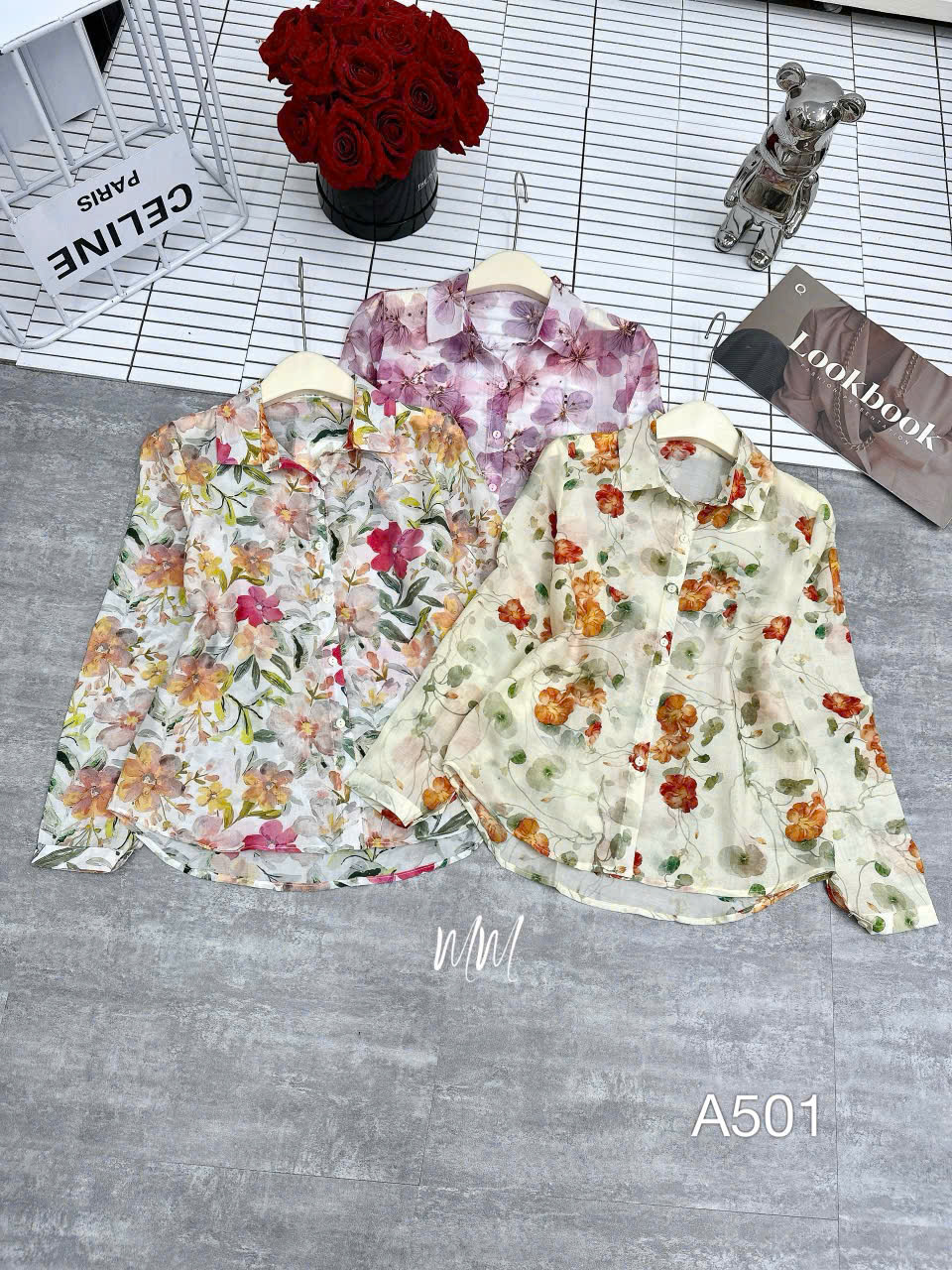 A501 Áo sơ mi tơ hoa