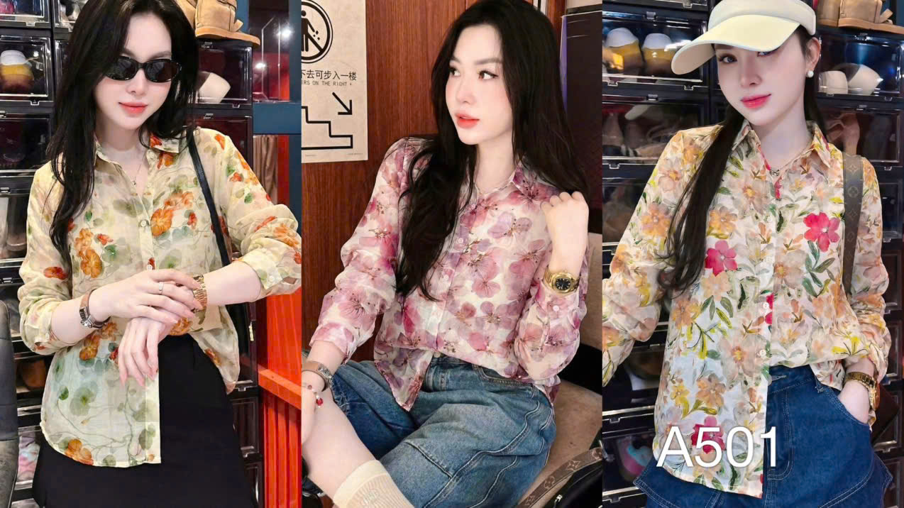 A501 Áo sơ mi tơ hoa