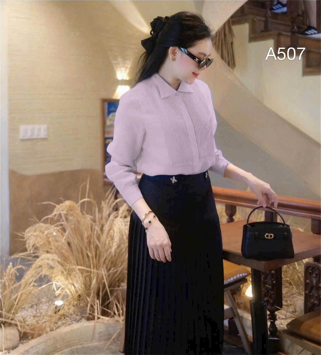 A507 áo xếp ly ngực