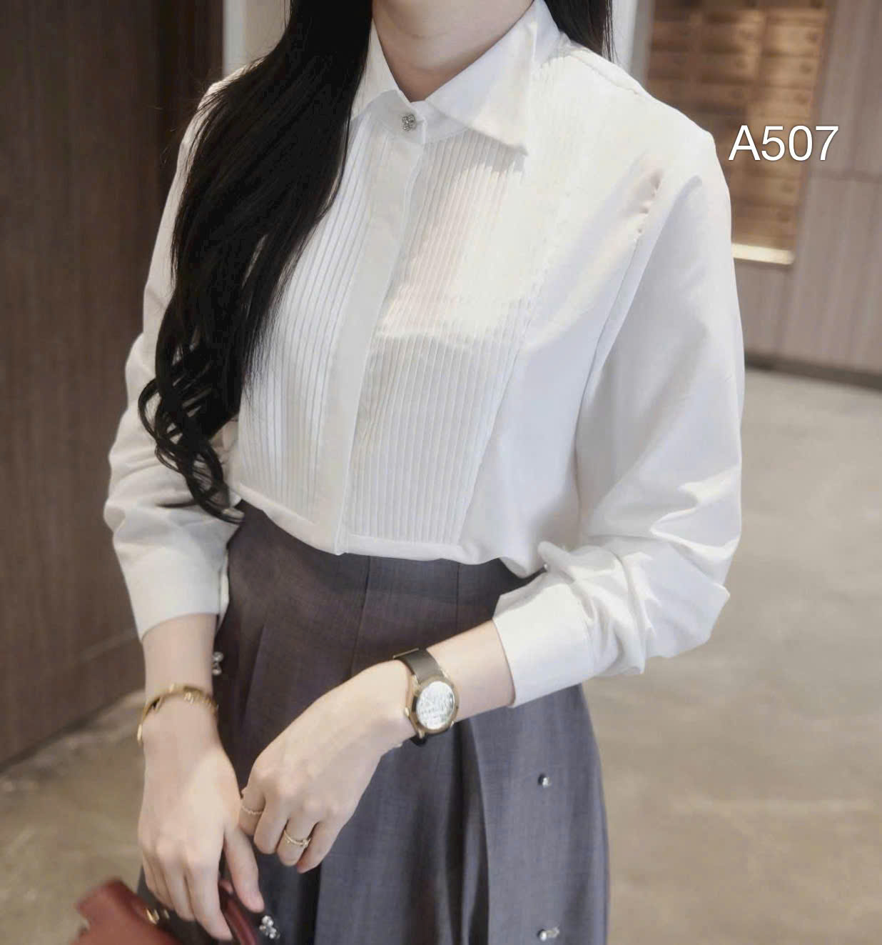 A507 áo xếp ly ngực