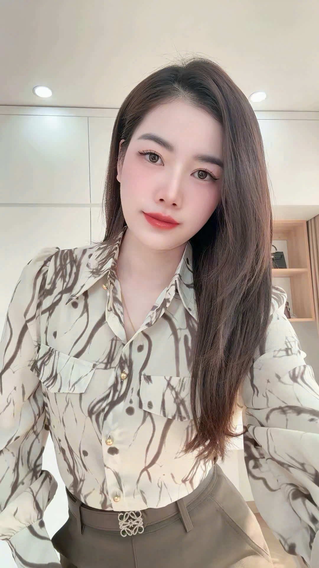 A508 Áo sơ mi họa tiết túi ngực