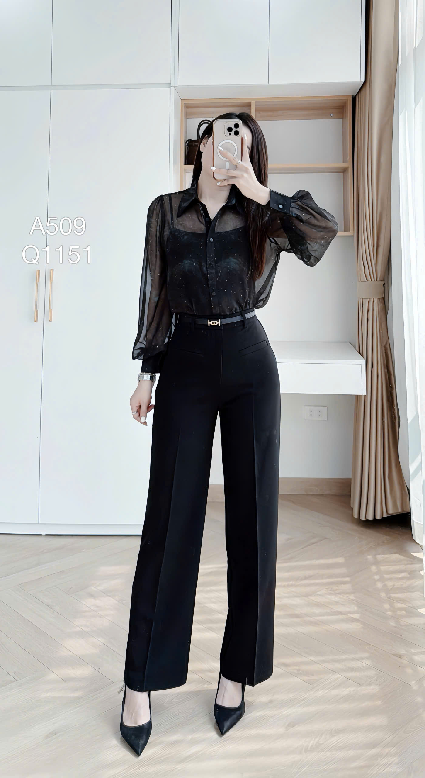 A509 Áo sơ mi lưới kèm áo 2 dây