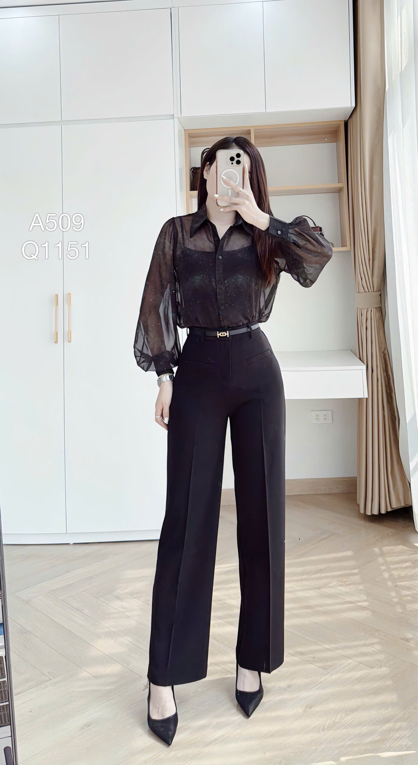 A509 Áo sơ mi lưới kèm áo 2 dây