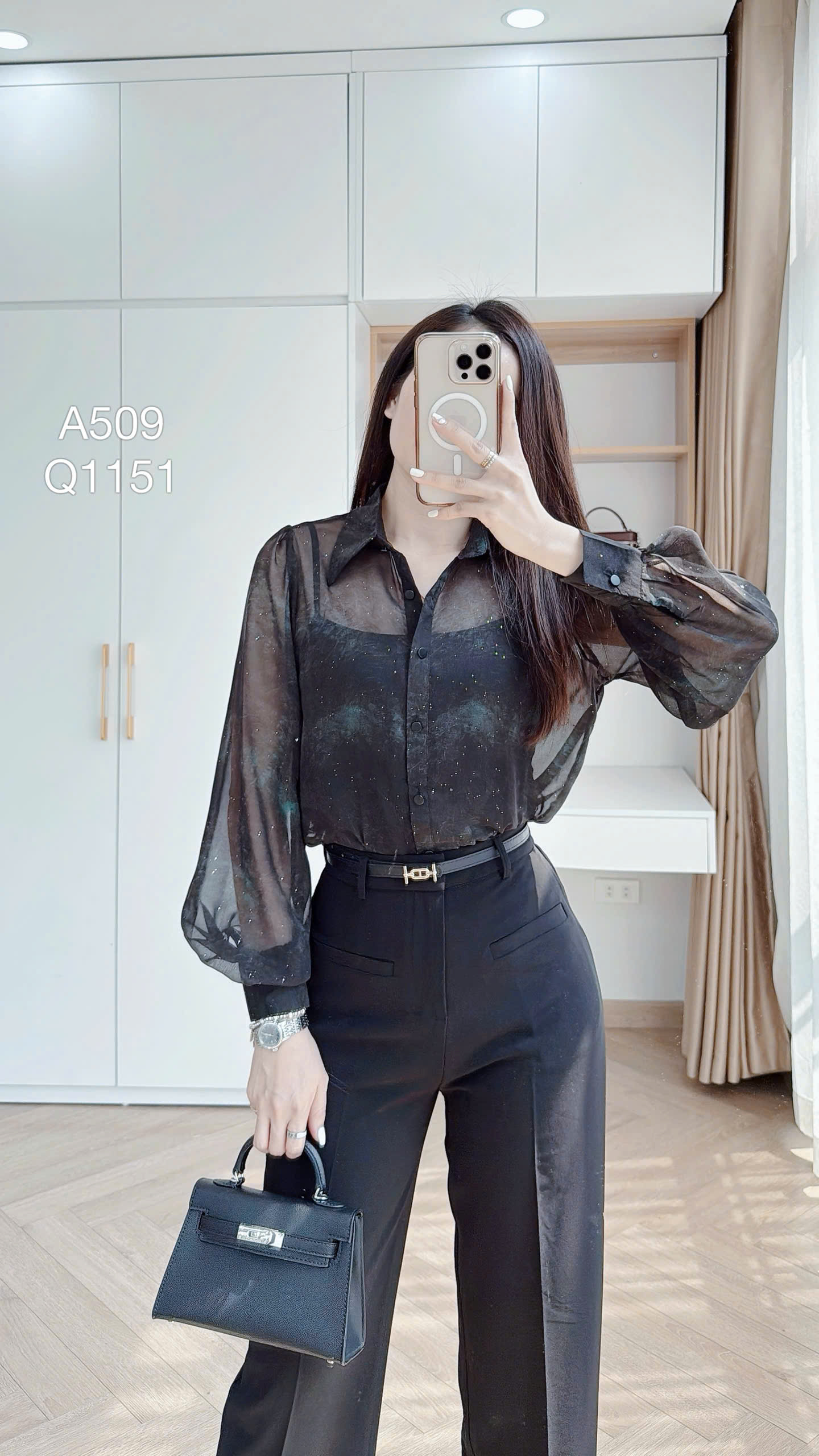 A509 Áo sơ mi lưới kèm áo 2 dây