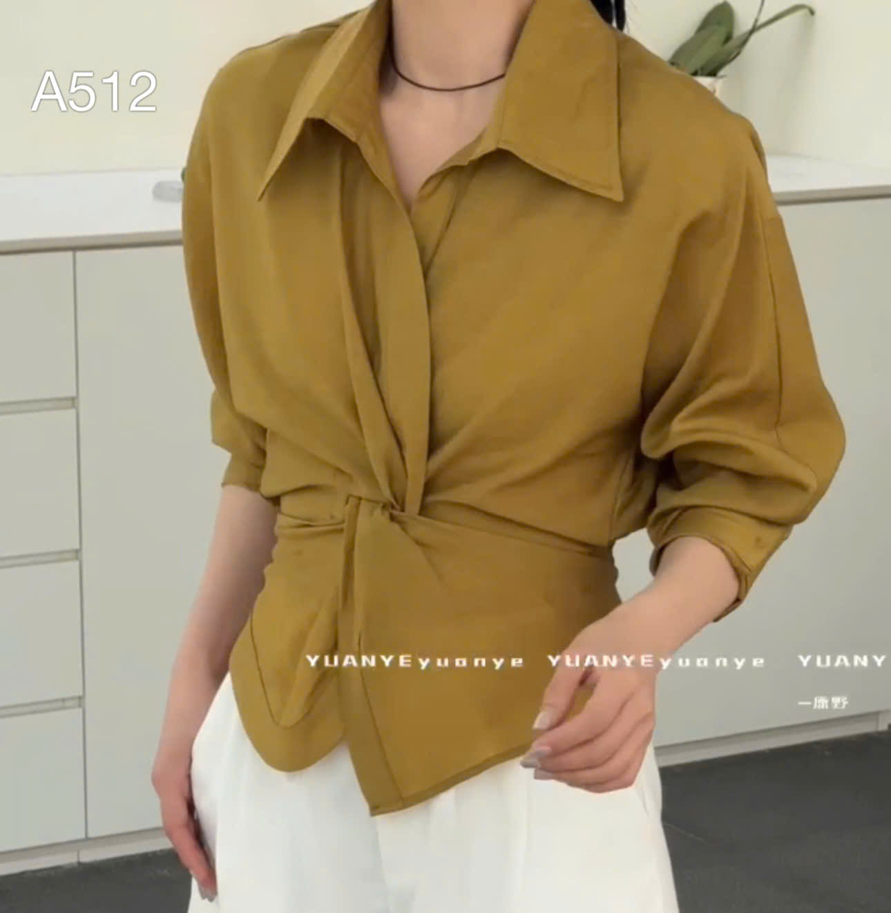 A512 Áo sơ mi xoắn eo