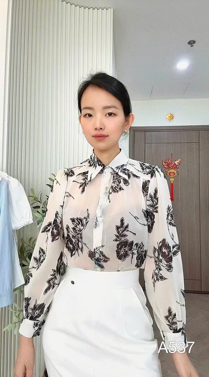 A537 Áo sơ mi tơ hoa