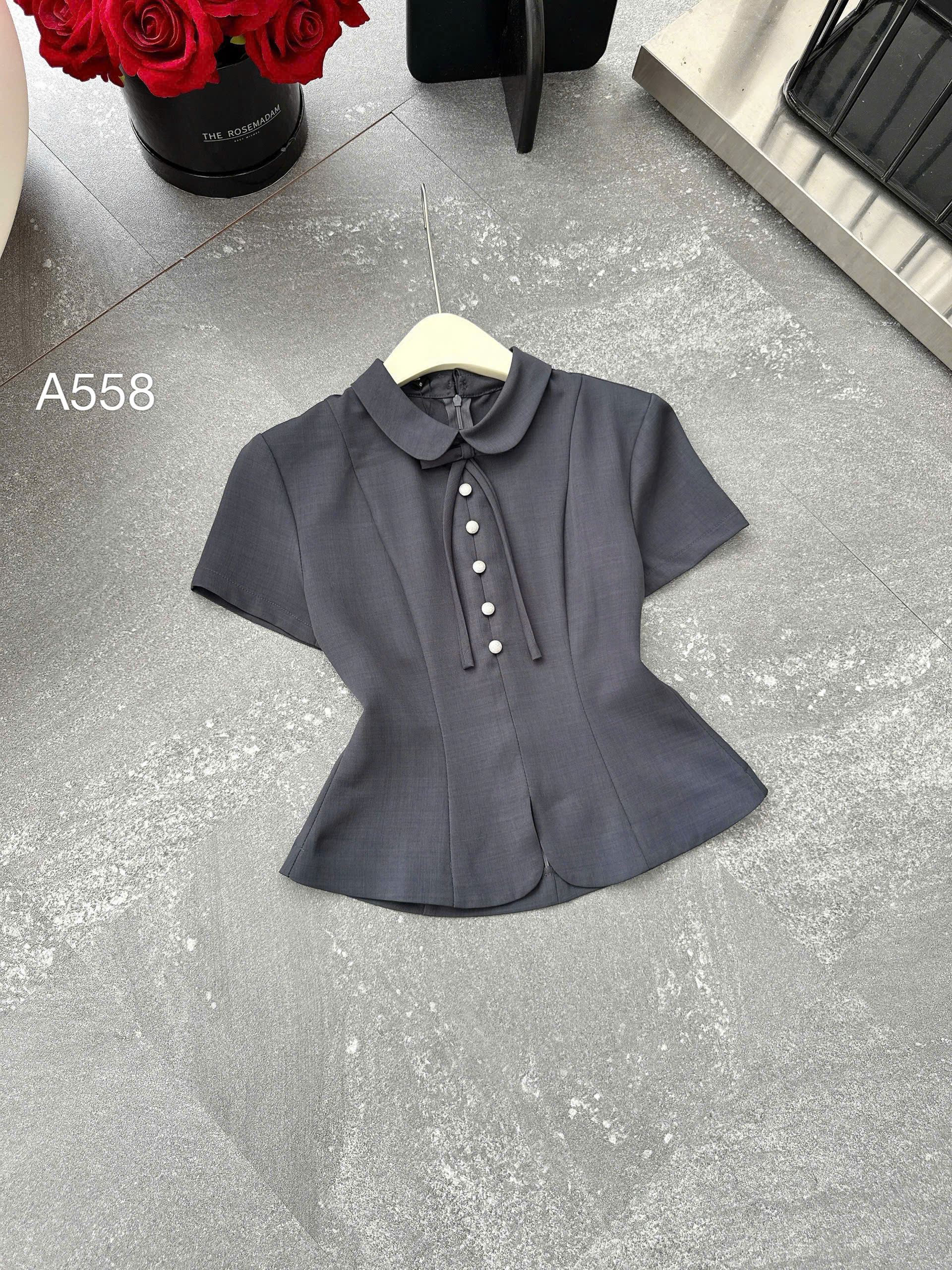 A558 áo peplum khóa lưng