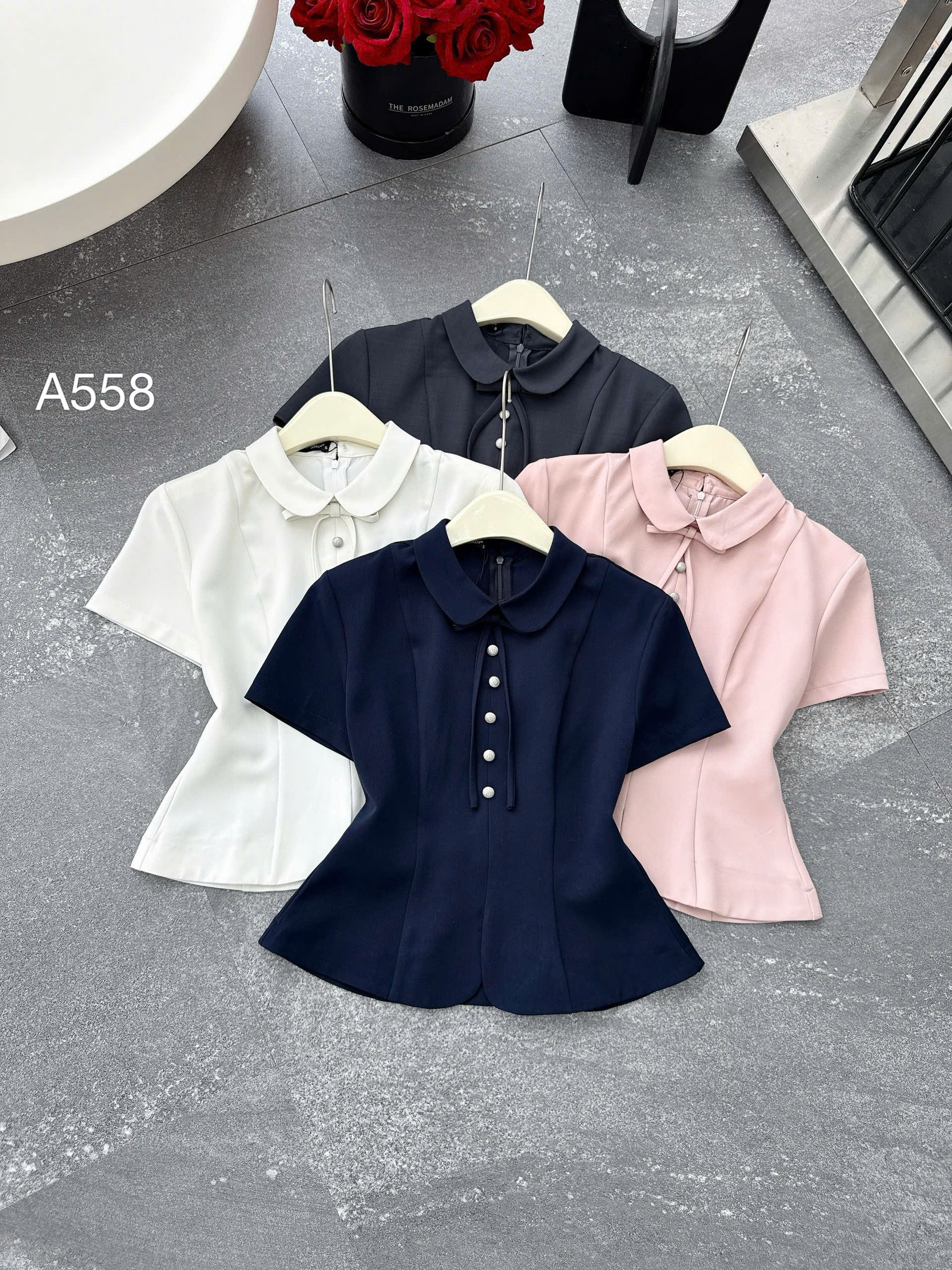 A558 áo peplum khóa lưng