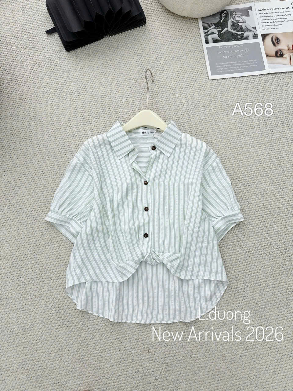 A568 áo kẻ sọc liền gấu