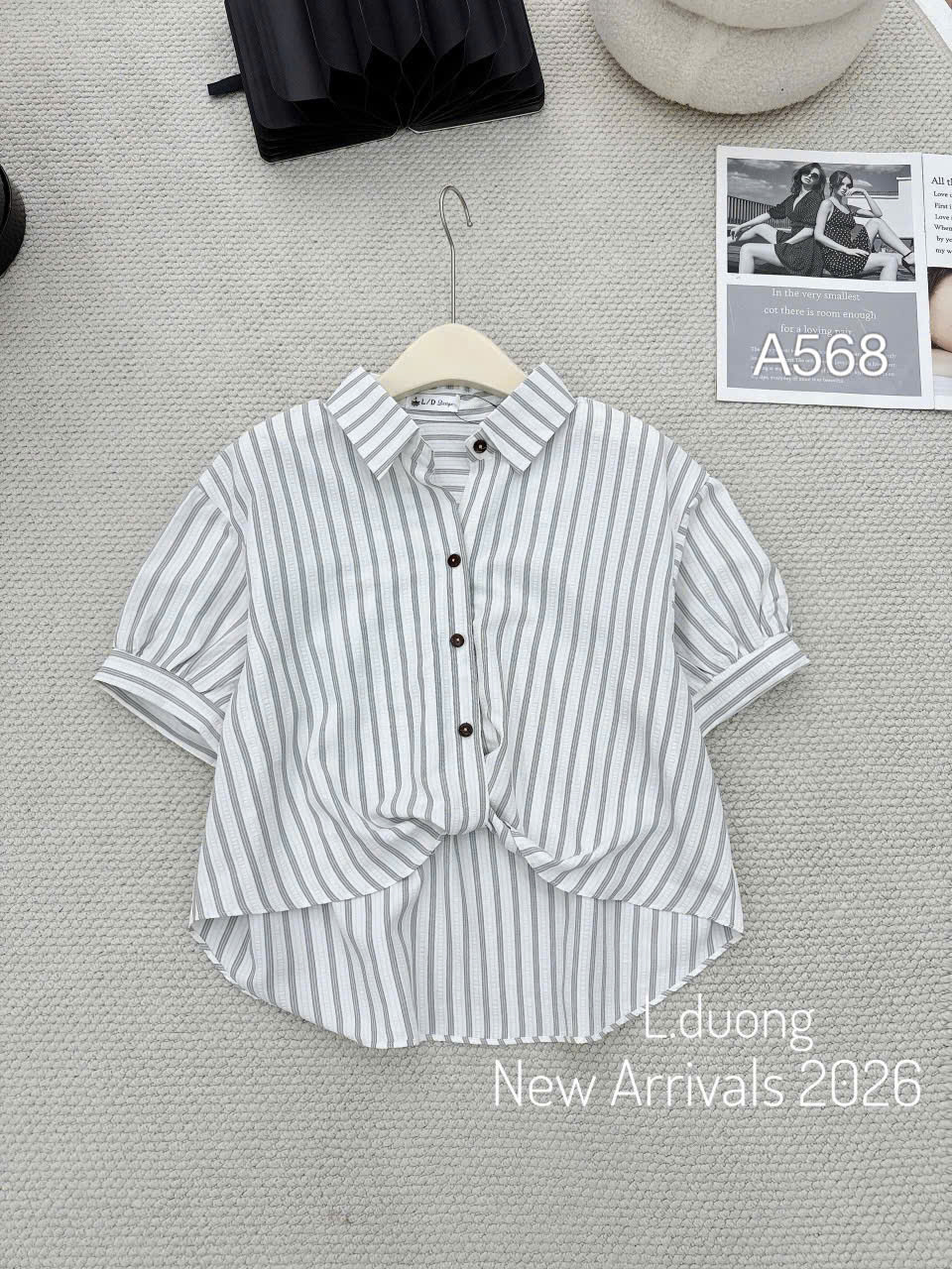 A568 áo kẻ sọc liền gấu