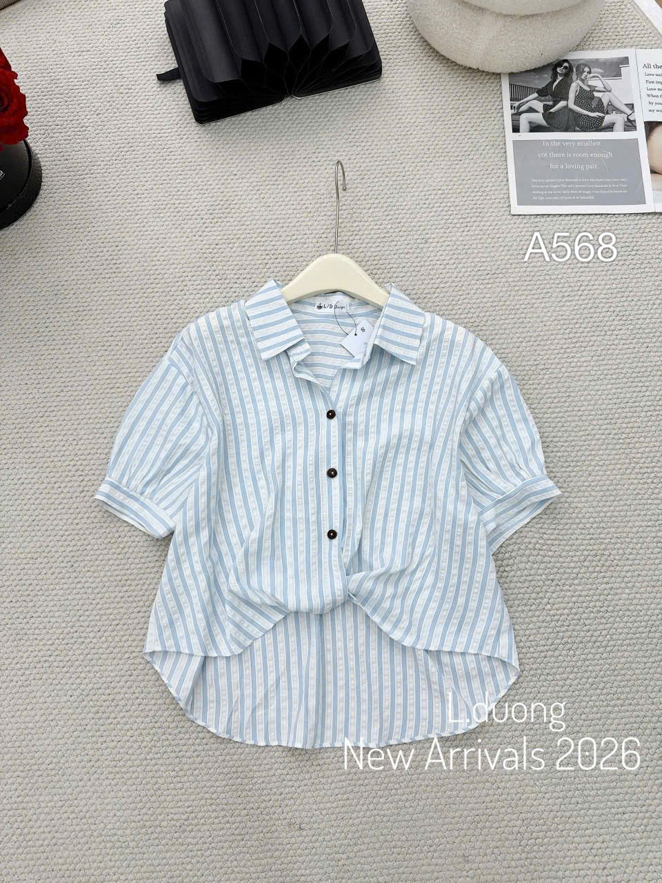 A568 áo kẻ sọc liền gấu