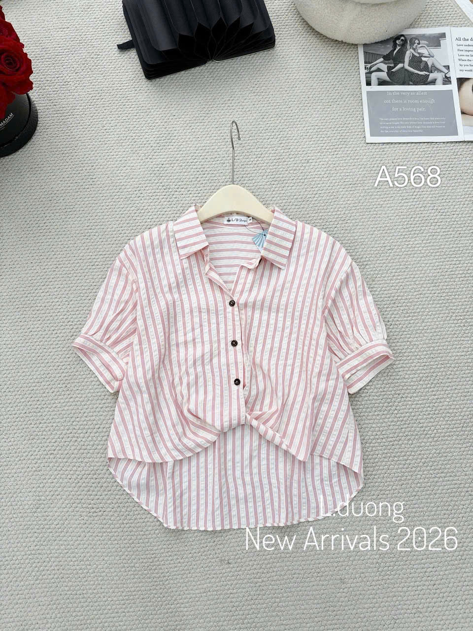 A568 áo kẻ sọc liền gấu